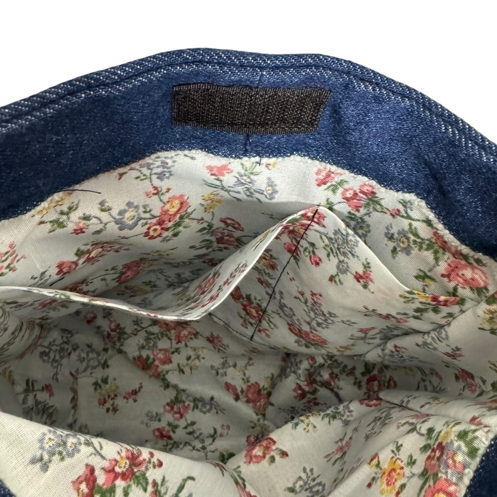 Handmade Fabric Horse Crossbody Shoulder Bag Blue Cotton Floral Interior - Picture 4 of 7